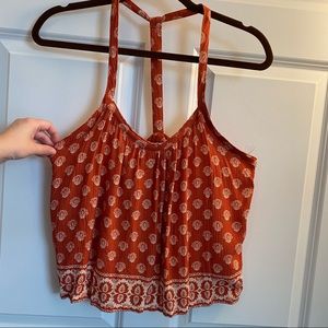 Orange patterned racer back fashion tank